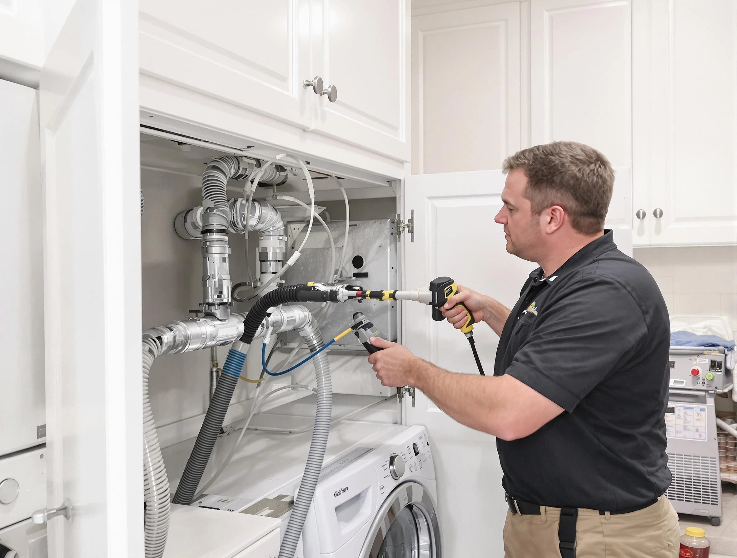 Decatur Dryer Vent Cleaning professional removing severe blockage from a clogged dryer vent in Decatur