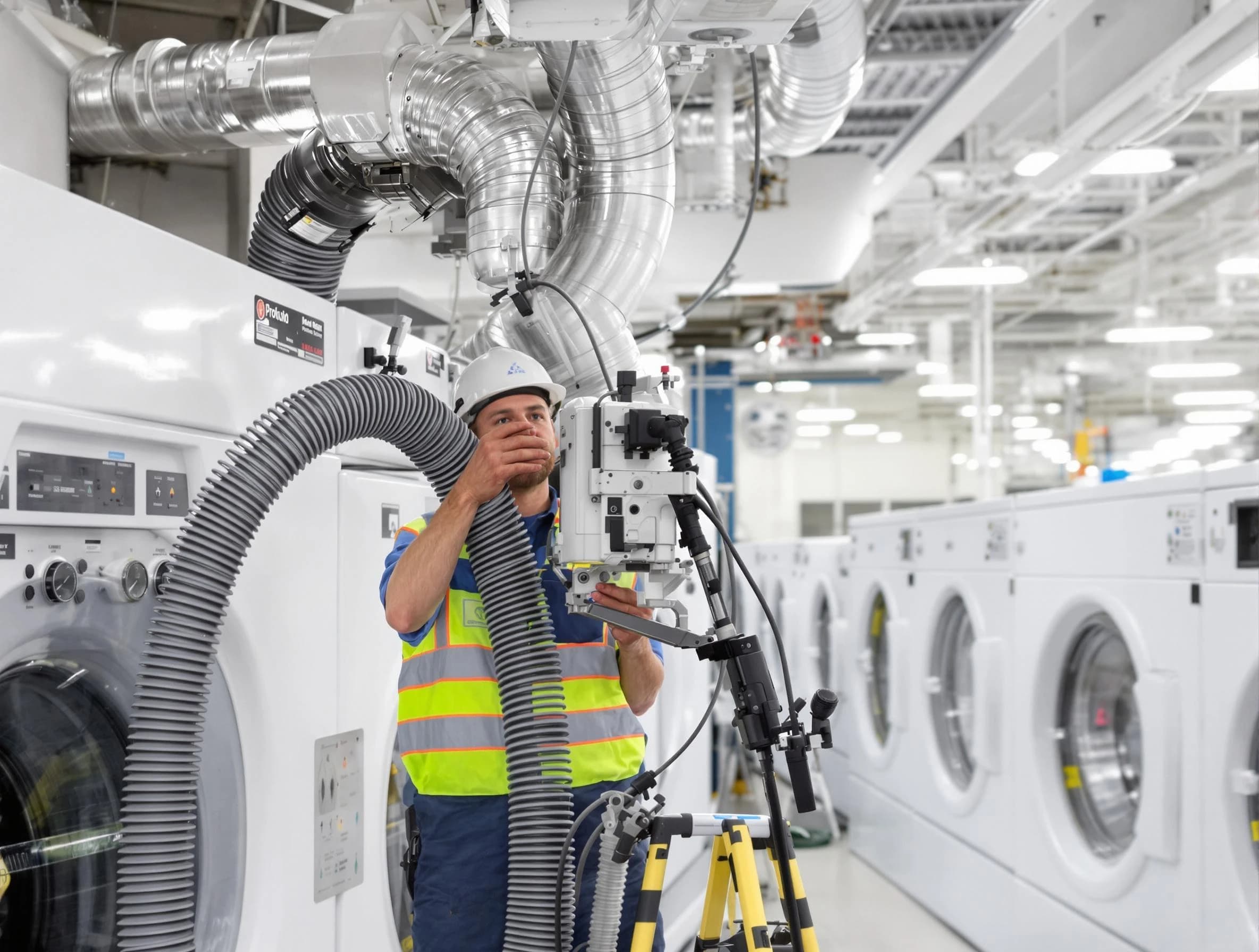 Decatur Dryer Vent Cleaning team performing commercial-grade dryer vent cleaning at a business facility in Decatur