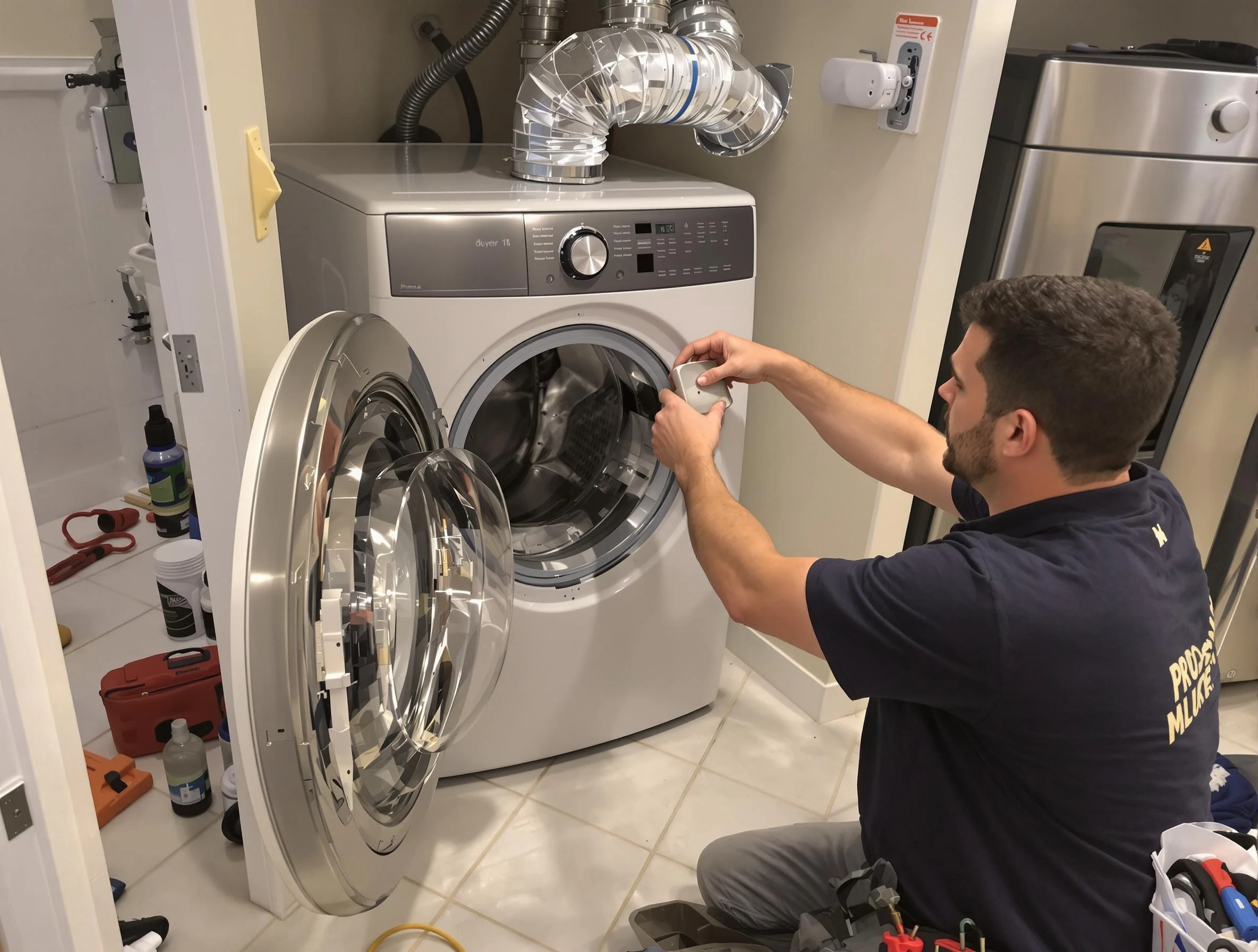 Decatur Dryer Vent Cleaning technician performing precise dryer vent hose installation in Decatur